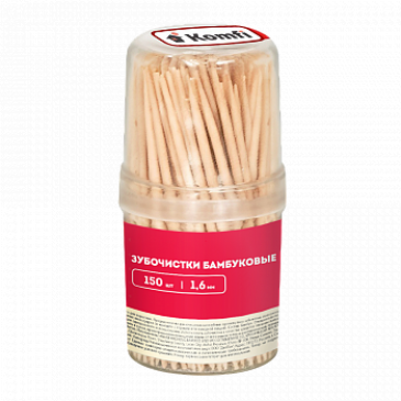 Зубочистки бамбуковые, 150 шт, в баночке, Komfi 120/10